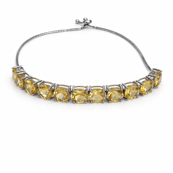 Sterling Silver Natural Citrine Adjustable Bracelet New